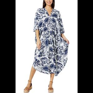 everydayJONES by Madeline Jones Paisley Print Caftan Deep Sea Combo - Regular